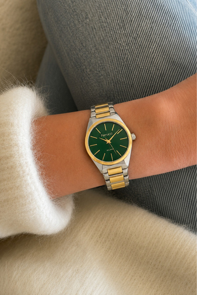 Ferrucci 33 mm Yeşil Kadran Silver & Gold Metal Kordon Kadın Kol Saati