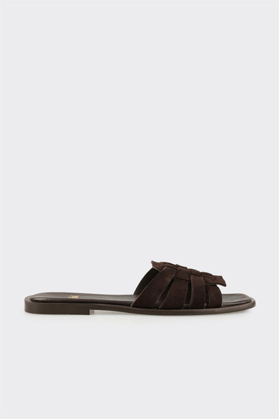 Elle Shoes Kahve Deri Kadın Terlik