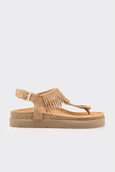 Elle Shoes Naturel Deri Kadın Sandalet