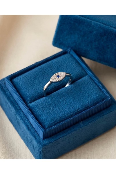 Portakal Esintisi Ocula Inlaid Zircon Stone Evil Eye Adjustable Ring