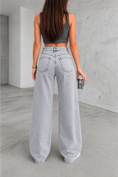 Lighter Jeans Women's Wide Leg Gray Washed Palazzo Jean Loose-Fit High Waist Loose Pants