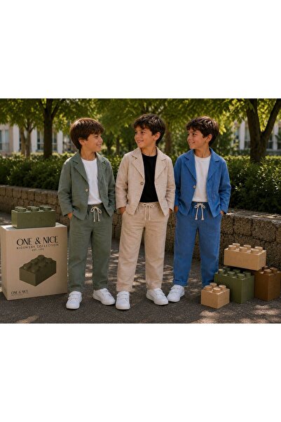 One&Nice One & Nice Erkek Çocuk Casual Blazer Ceket ve Pantolon Takım