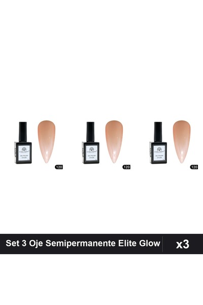 global fashion Set 3 Oje Semipermanente Elite Glow 15ml, Gel Polish UV/LED