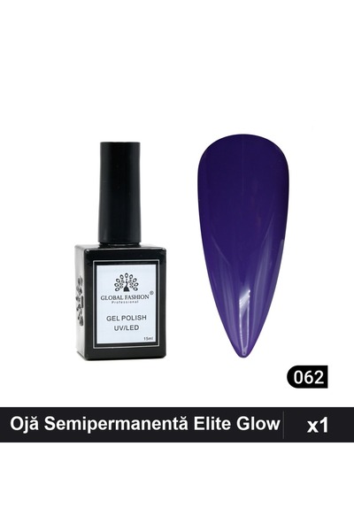 global fashion Ojă Semipermanentă Elite Glow 15ml, Gel Polish UV/LED, Nuanță 062