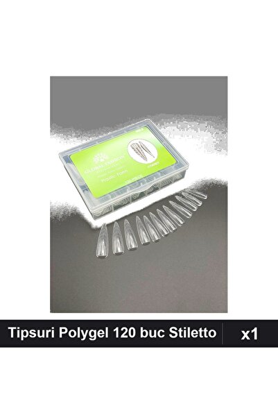 global fashion Tipsuri Reutilizabile Polygel 120 buc, Forma Stiletto Nr. 02v,...