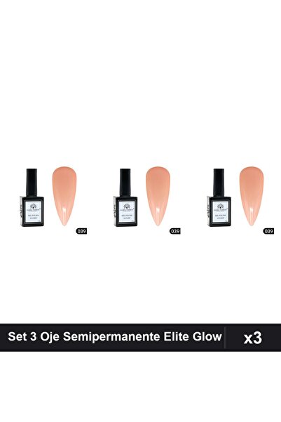 global fashion Set 3 Oje Semipermanente Elite Glow 15ml, Gel Polish UV/LED
