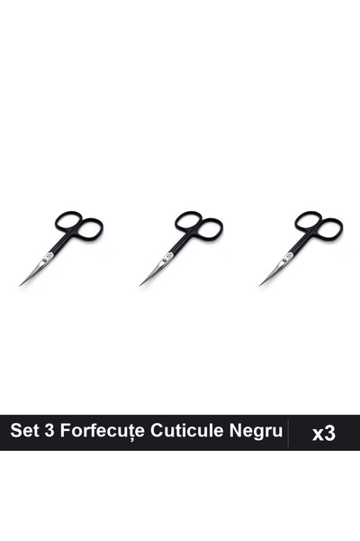 One Group Set 3 Forfecuțe Profesionale Cuticule Negru, Manichiură
