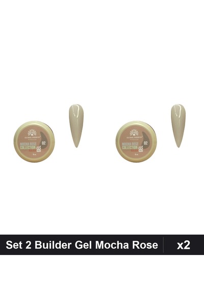 global fashion Set 2 Builder Gel Mocha Rose 15g, Constructie Unghii UV/LED Pr...