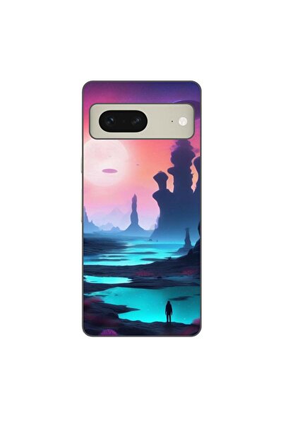 OEM Калъф, съвместим с Google Pixel 7, силиконов гел TPU модел Mystic Planet