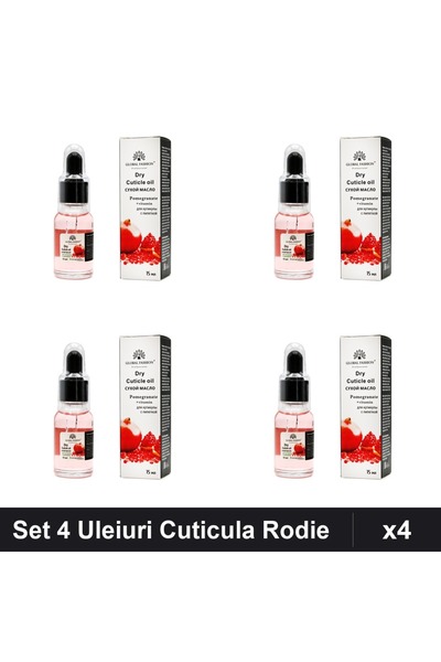 global fashion Set 4 Uleiuri Cuticula cu Pipeta, Aroma Rodie 15ml, Ingrijire ...