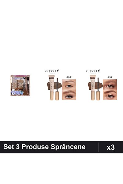 OLİBOLLA Set 3 Produse Sprâncene SevenCool Nr 3 și Rimel Taupe Auburn