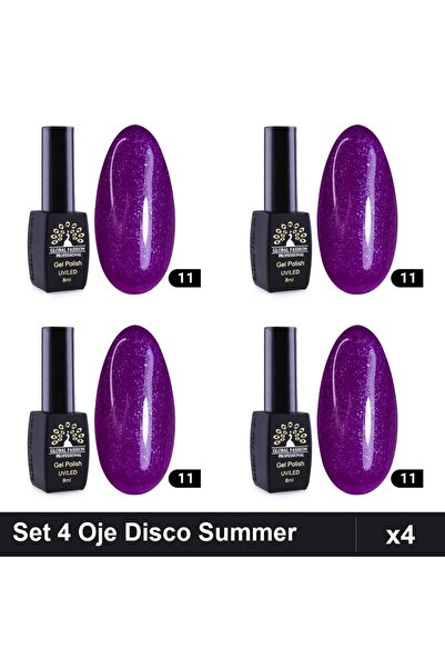 global fashion Set 4 Oje Semipermanente Disco Summer 8ml, Manichiura UV/LED, ...