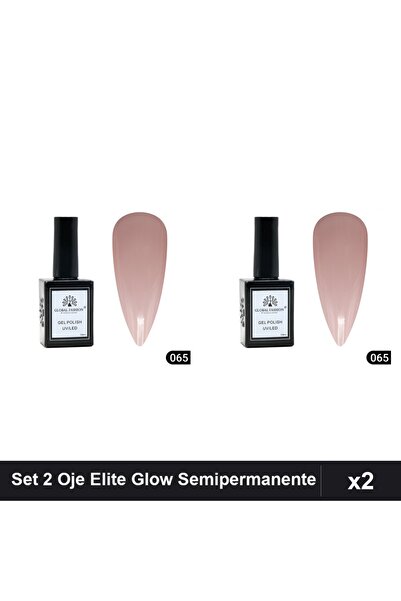 global fashion Set 2 Oje Semipermanente Elite Glow 15ml, Gel Polish UV/LED, M...