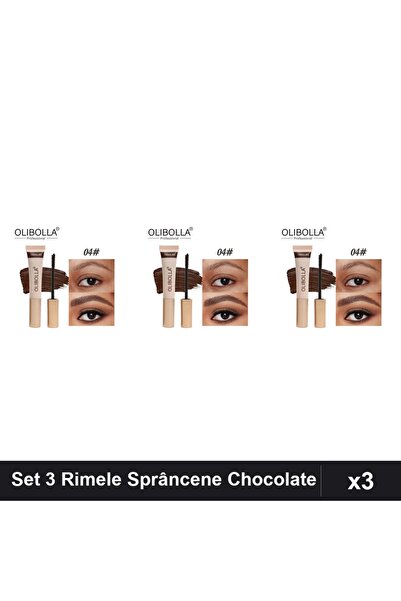 OLİBOLLA Set 3 Rimele Sprâncene #04 Chocolate, Colorare Definire Arcadă
