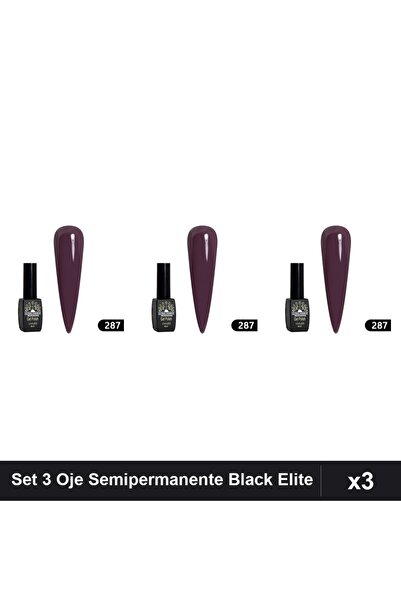 global fashion Set 3 Oje Semipermanente Black Elite 8ml, Manichiura UV/LED,