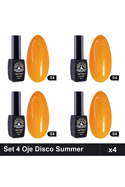 global fashion Set 4 Oje Semipermanente Disco Summer 04, 8ml Fiecare, Manichi...
