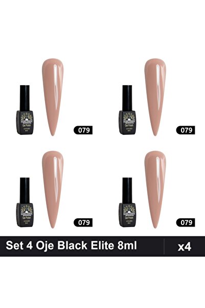 global fashion Set 4 Oje Semipermanente Black Elite 8ml, Manichiura UV/LED Pr...