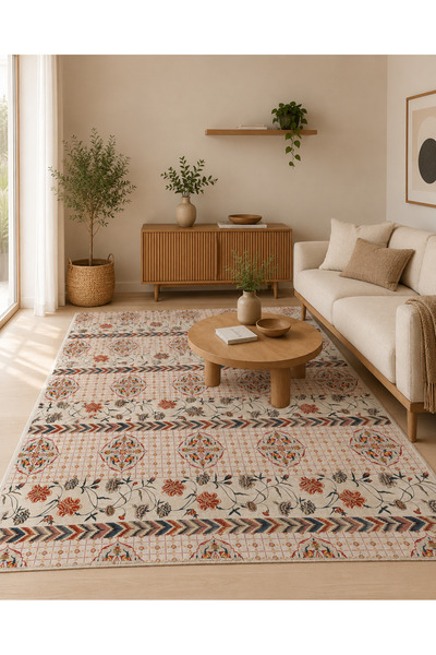 Dally Home Dijital Kaymaz Baskılı Yıkanabilir Desenli Salon Halısı Mutfak Hal...
