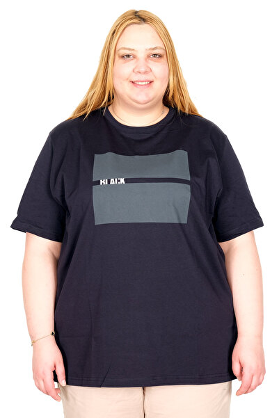 ModeXL Mode XL Real Plus Size Ženska Majica Bis Ovratnik Crna U26124 TAMNOMOŽDA