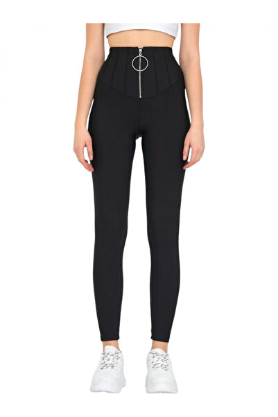 OEM Women's Black Corset High Waist Tights - Doris