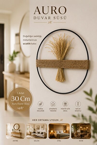 Round Black 30 Cm Auro Wall Ornament Natural Fiber Cm Wall Decoration Product Hotel Cafe Living Room Rope Decoration Wall Decor Bohemian Wall Decoration Metal Body