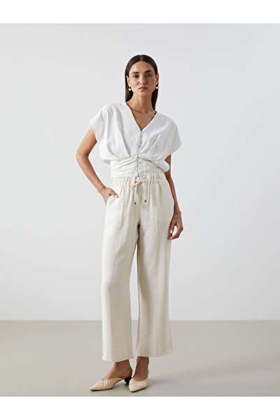 LC Waikiki Nevavm Women's Pants with Elastic Waist and Difference in Color