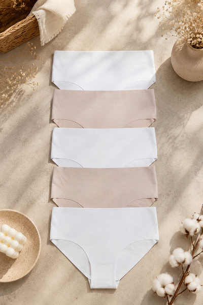 koza iç giyim Women's Premium Quality 5-Piece Laser Cut Cotton Panties with R...