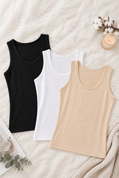 ROZELT Women's Thick Strap Modal&Cotton 3-Piece Undershirt