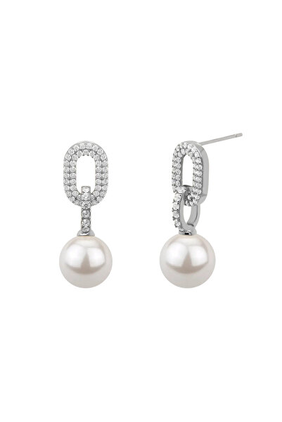 Lisa&Co. Cercei Argint Links&Pearls Argint placat cu rodiu / Cristale Zircon/...