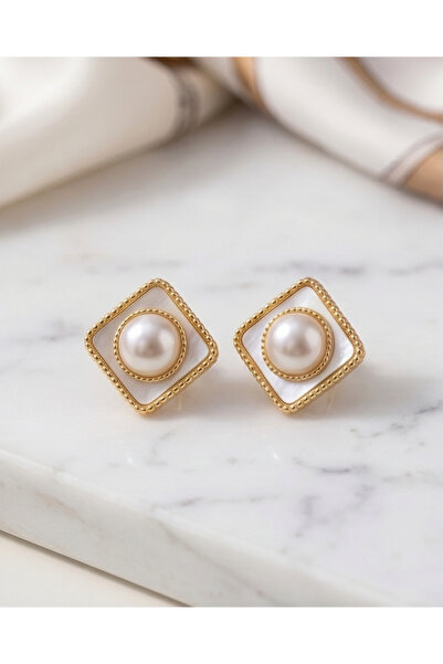 HOSBUTIK Square Small Size Clip-On Pearl Earrings No Hole Required