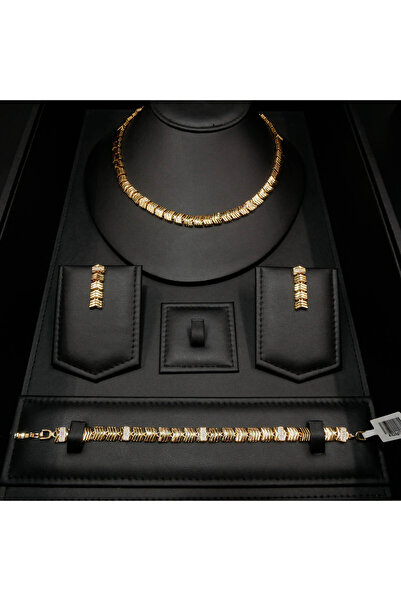 Generic Gold Tone 3 Piece Jewelry Set for Women - Geometric Crystal Necklace ...