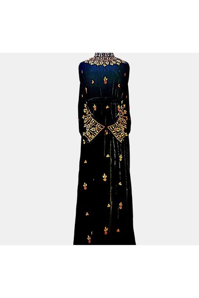 Bab almadina collection Premium Golden Bead Embroidered Velvet Abaya for Occasions