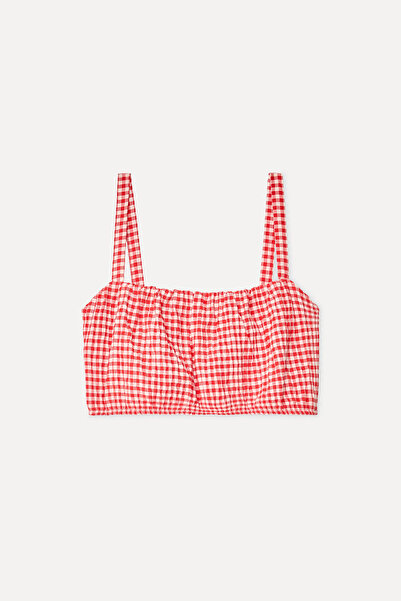Mudo Women's Red Plaid Crop Tank Top