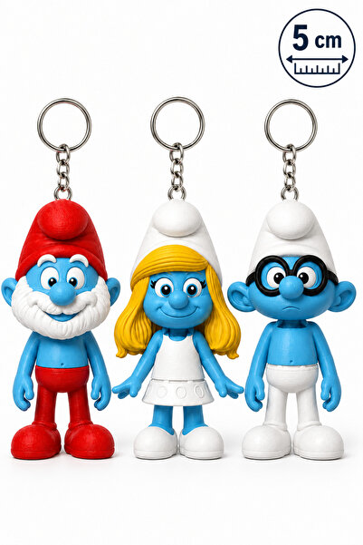 BytexStore Şirinler Anahtarlık 3’lü Set Şirine Şiribaba Bilge Şirin