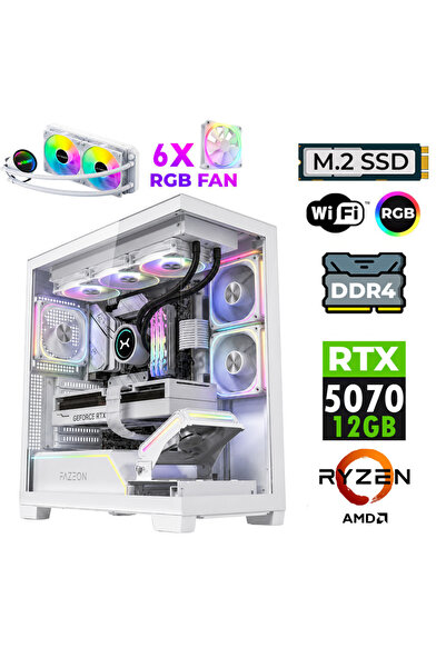 XASER JETT X20 Ryzen 7 5700X 16GB Ram 1TB M.2 NVMe SSD 12GB RTX5070 Sıvı Soğu...