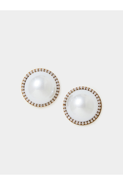 Styli Embellished Pearl Stud Earrings