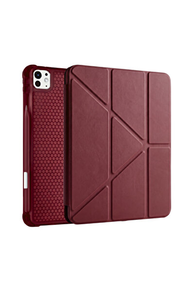 Ps iPad Pro 11 inç (M5)/(M4) Tri Folding Standlı Kılıf - Bordo