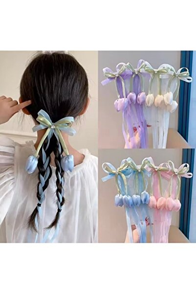 Efna Store 8 cm Double Clamp Buckle with Tulip and Hanging Ribbon Bow Figure ...