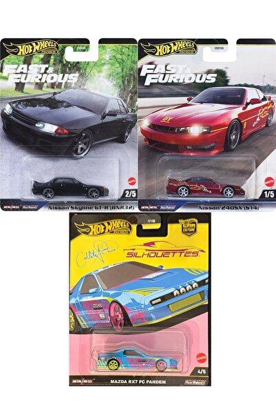 HOT WHEELS Premium 3-Piece Set (Mazdarx7-Nissan Skyline Gt-R-Nissan 240Sx (S14))