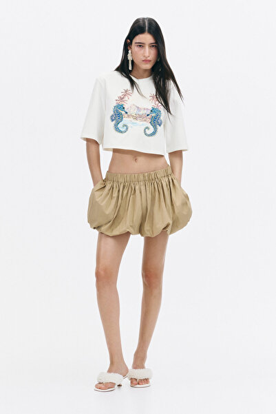 H&M İşlemeli Kısa Tişört