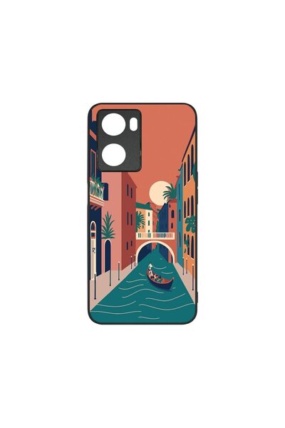 bestcase Тънък стъклен калъф, съвместим с OPPO A77 4G / A77s, Италия, Венеция...