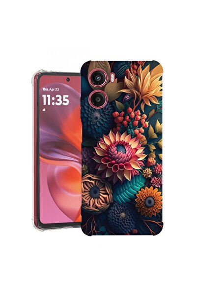 bestcase Калъф за Motorola Moto G05, Удароустойчив 1.5ММ, Цветни цветя, Защит...