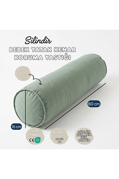 JOYFUL KIDS Cylinder Baby Bed Edge Protection 100% Cotton Antiallergic Green