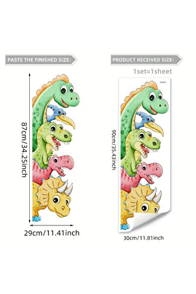 Choice 1Pc A 1Pc Hand-Painted Dinosaur Cartoon Wall Sticker, Self-Adhesive Pv...