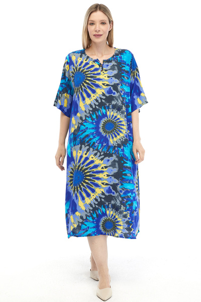 Nehir tekstil Battal Short Sleeve Viscose Summer Dress