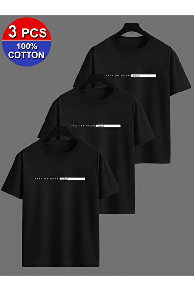 one button 3 Pieces of Men's Motorcycle Printed Premium Oversize T-Shirts