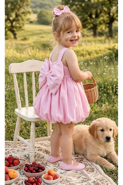 Tinypeople Girl's Balloon Skirt Dress Daily Sweet Eid Children's Dress Party ...