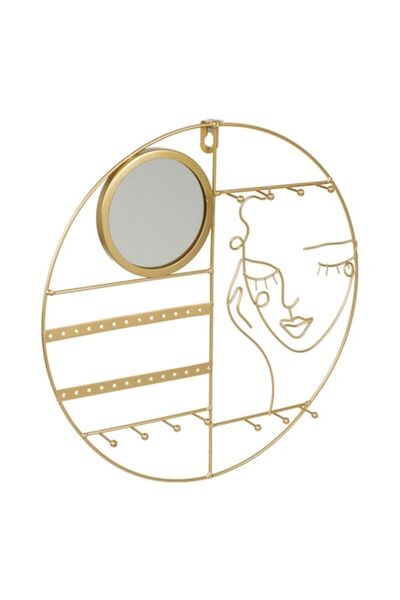 OEM Gold Metal Wall Organizer Support with Mirror for Jewelry 30cm