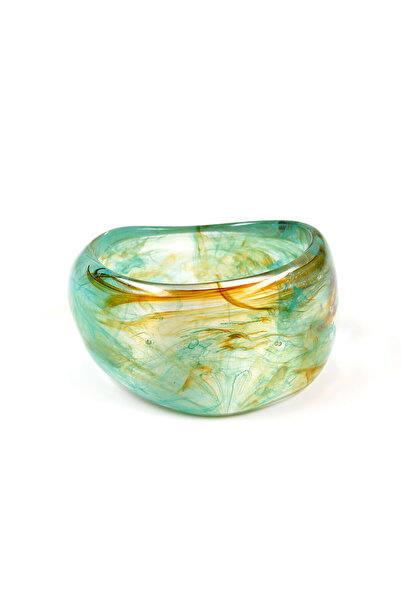 meli melo Wide green bracelet with marbled effect and fluid design