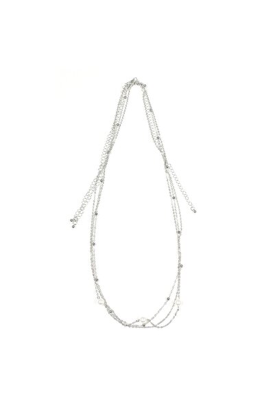 meli melo Set of 3 silver waist necklaces with pearls